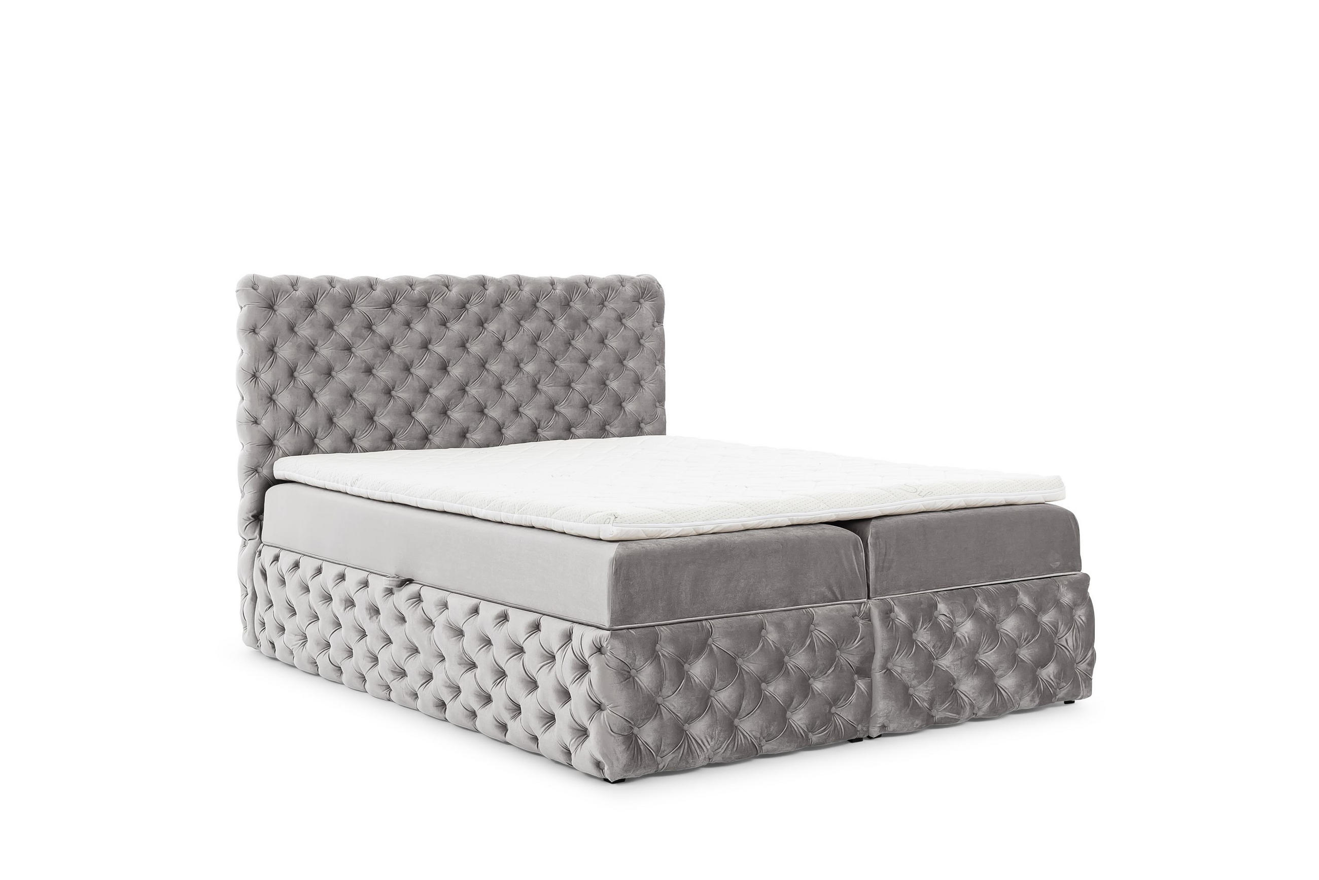 BOXBETT mit zwei Stauraum 120x200 cm in Grau - Grau, Textil (120/200cm) - Home Collective