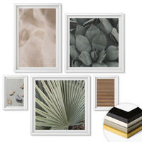 WANDBILDER 5er-Set - 50x50 cm & 20x30 cm & 40x60 cm Weißer Rahmen - Steine, Holz, Stofftexturen - Weiß, Kunststoff (40/60cm) - ArtPrintCave