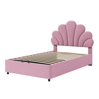 STAURRAUMBETT 90/200 cm DE-01847, in Rosa, mit geblümtem Kopfteil und hydraulischem Stauraum - Pink, Metall (90/200cm) - ComfortXL
