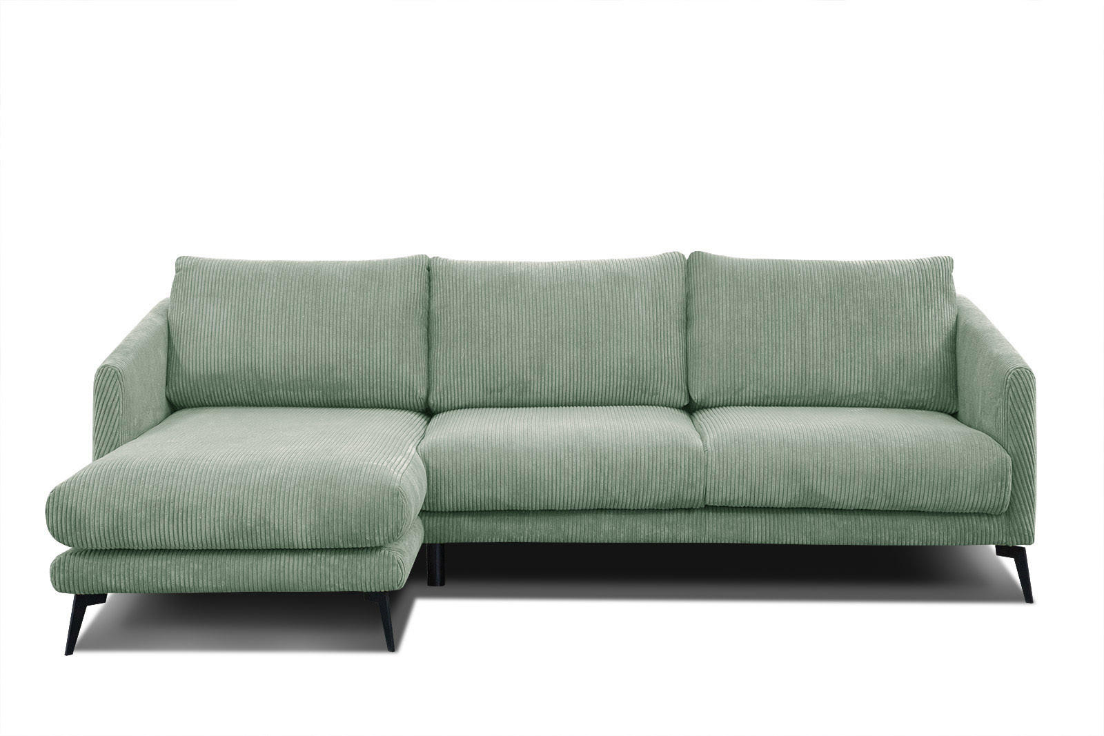 ECKSOFA VILT 4-Sitzer, mintgrün - Schwarz/Mintgrün, Holzwerkstoff/Textil (156/255cm) - Courtois Laville