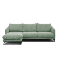ECKSOFA VILT 4-Sitzer, mintgrün - Schwarz/Mintgrün, Holzwerkstoff/Textil (156/255cm) - Courtois Laville