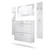 GARDEROBEN-SET Roma Air 4-teilig, Moderne Flurgarderoben Set mit Schuschrank, 2 Wandpaneele und Wandspiegel, Weiß matt/Weiß Hochglanz - Weiß Hochglanz, Holzwerkstoff (190/200/23cm) - InnoFurn