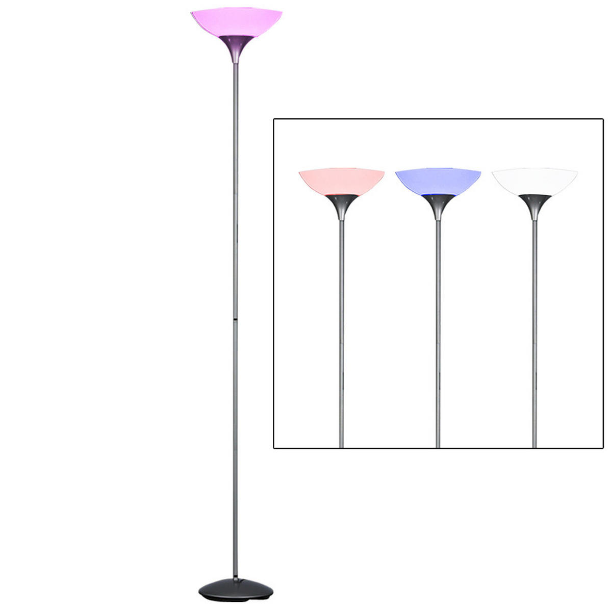 LED STEHLEUCHTE Metall Silber RGB - Silberfarben, Metall (28/28/180cm)