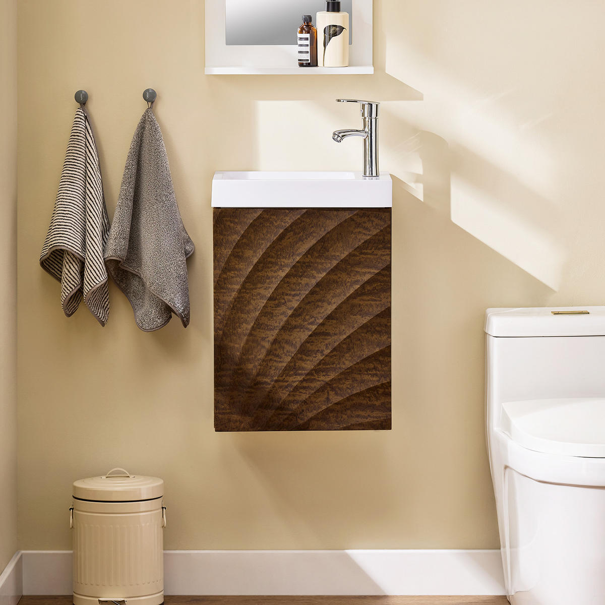 WASCHBECKENUNTERSCHRANK Braun - Braun/Weiß, Keramik/Holzwerkstoff (40/56/22cm) - SoBuy
