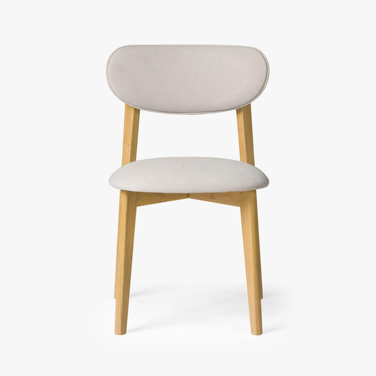 ESSZIMMERSTUHL Theo 2er Set, Natur Eiche + beiger Stoff - Creme, Holz (48.5/79/53.2cm) - WOODEK