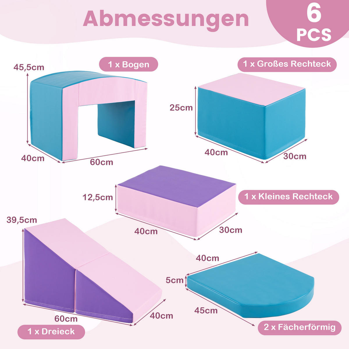 SCHAUMSTOFFBLOCK Blau (7-teilig) - Blau, Leder (30/25/40cm) - COSTWAY
