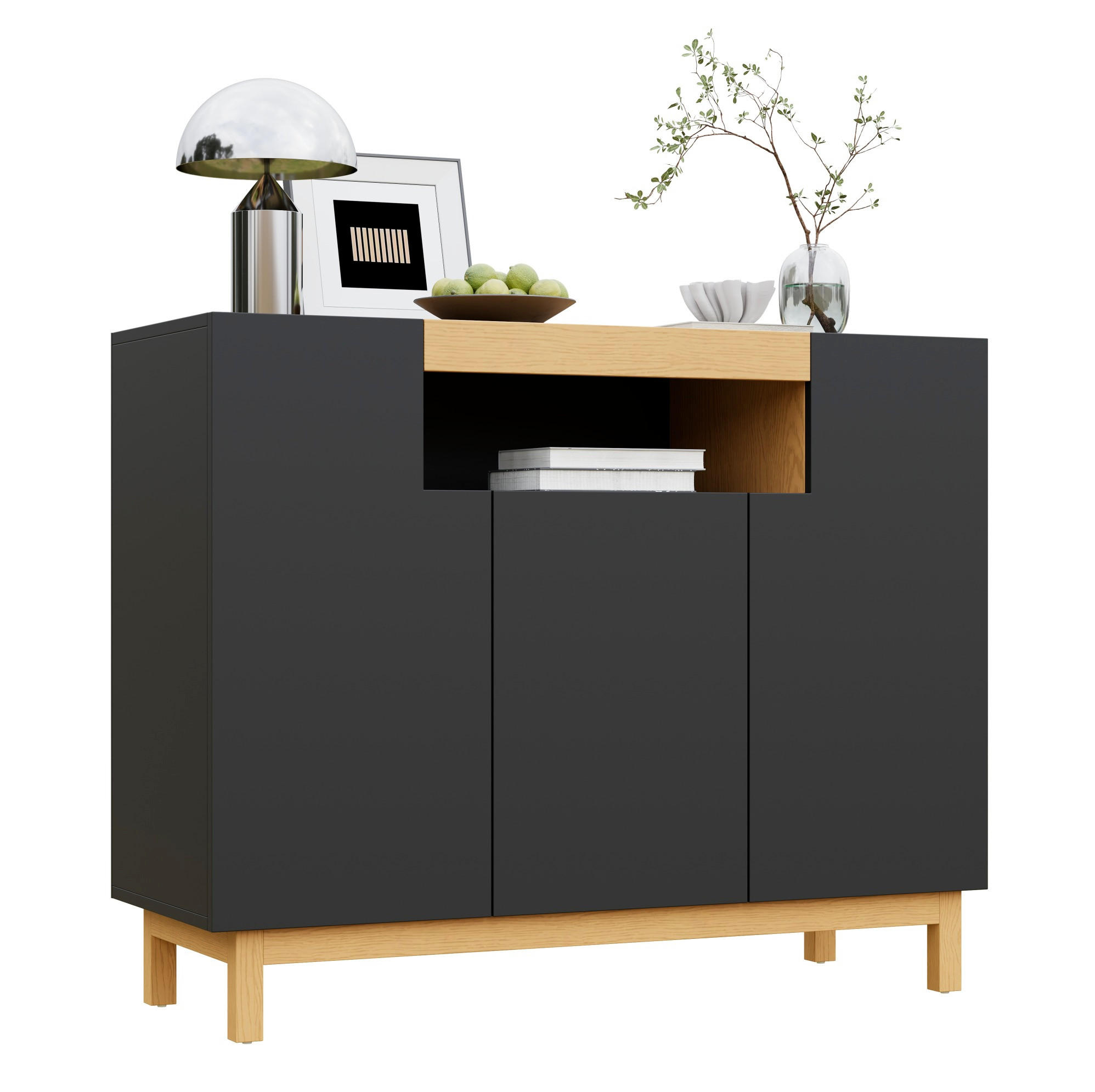 Okmyhome Sideboard Schwarz 42x96x120.5 cm