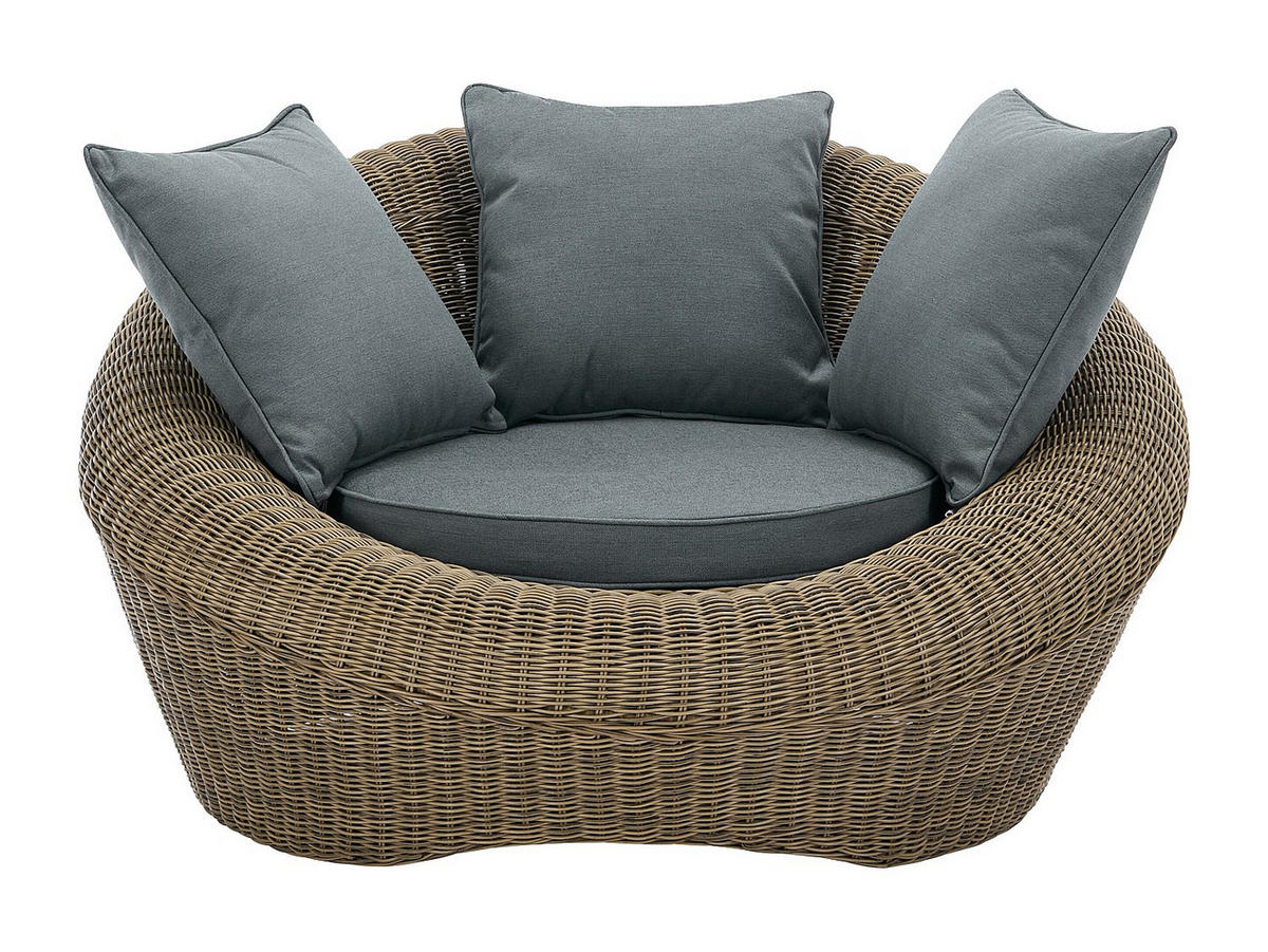 GARTENSITZGRUPPE im Set - 5 Personen-Sitzer - Glas, Harz - Naturfarben Dunkel - - Naturfarben, Glas - Vente-Unique