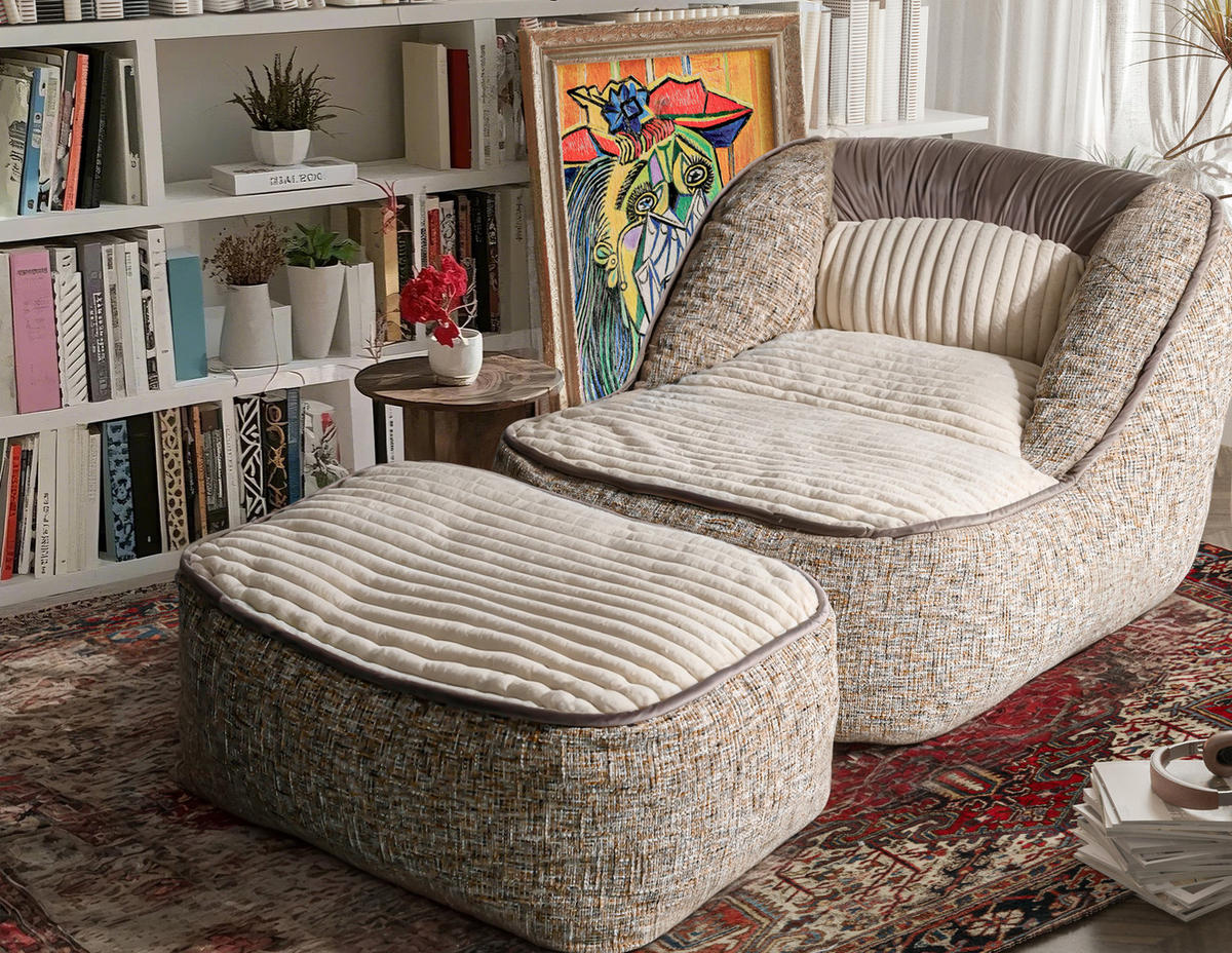 LOUNGESESSEL Samt Beige - Beige, Textil (90/76/180cm) - Vercart