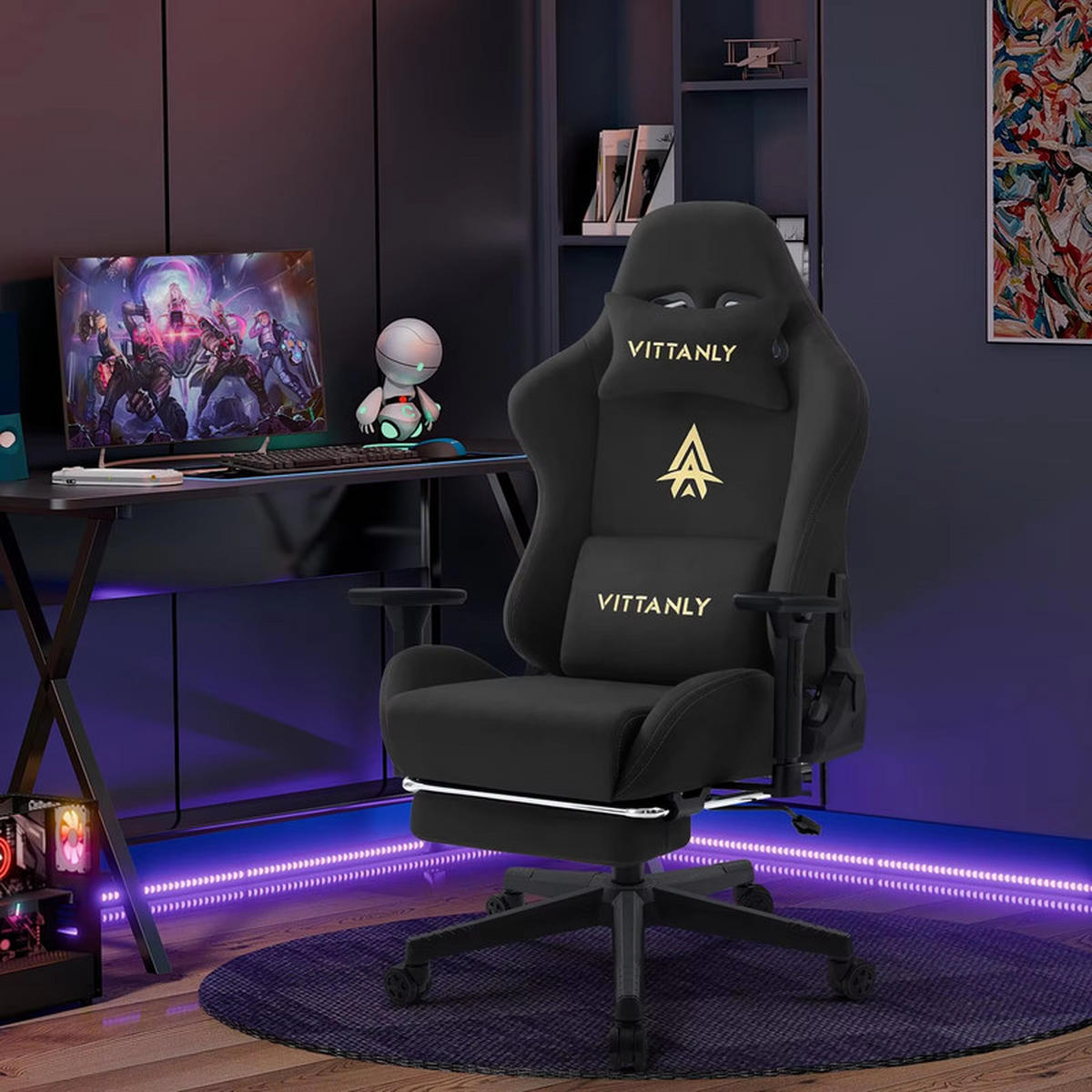 GAMINGSTUHL Schwarz, Weich und komfortabel - Schwarz, Textil (40/83/50cm)