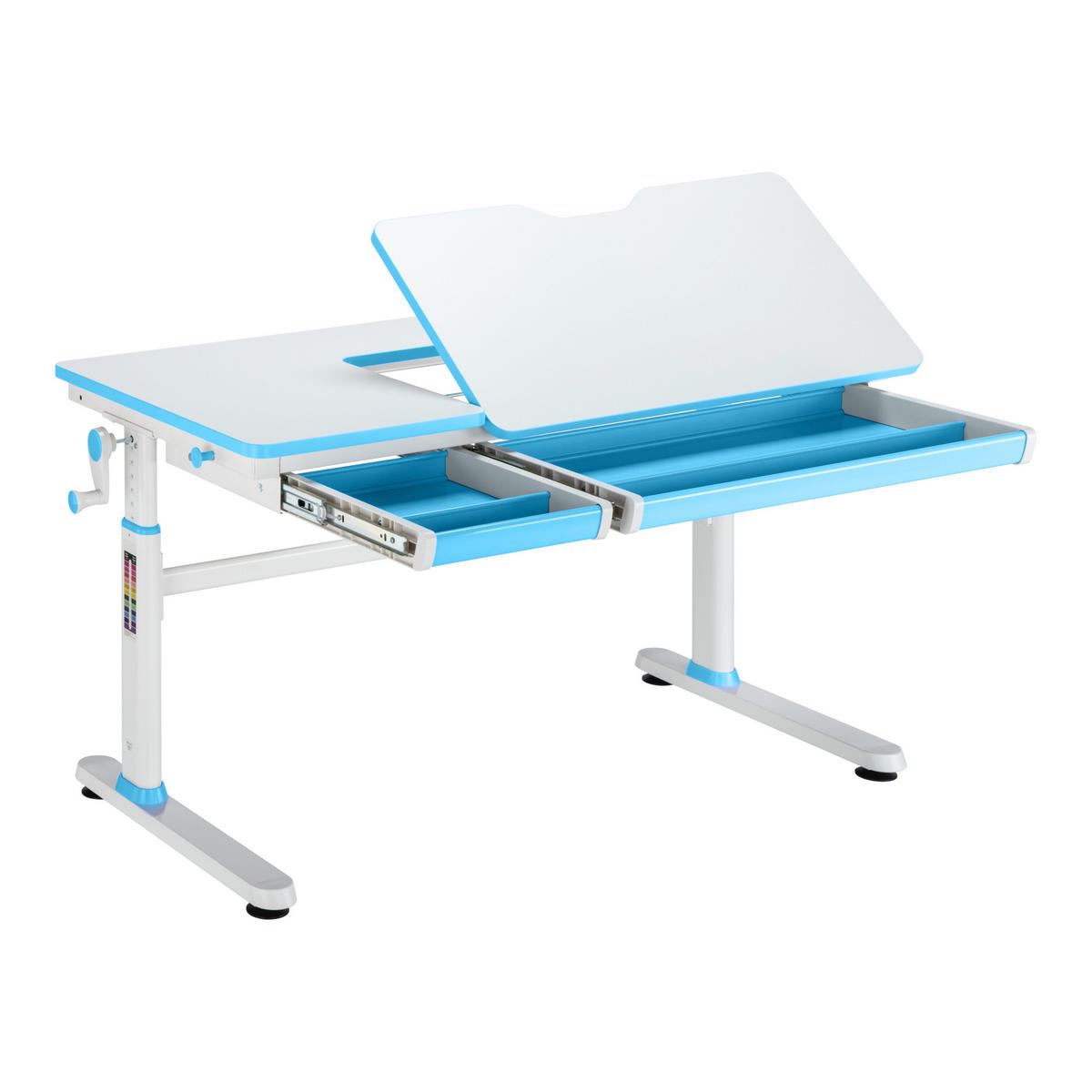 SCHÜLERSCHREIBTISCH Sauda - Blau/Weiß, Holzwerkstoff/Kunststoff (120/76/60cm) - [en.casa]