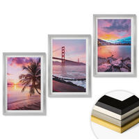 WANDBILDER 3er Set - 40x60 cm Silberner Rahmen - Sonnenuntergangsbrücke Landschaft - Silberfarben, Kunststoff (40/60cm) - ArtPrintCave