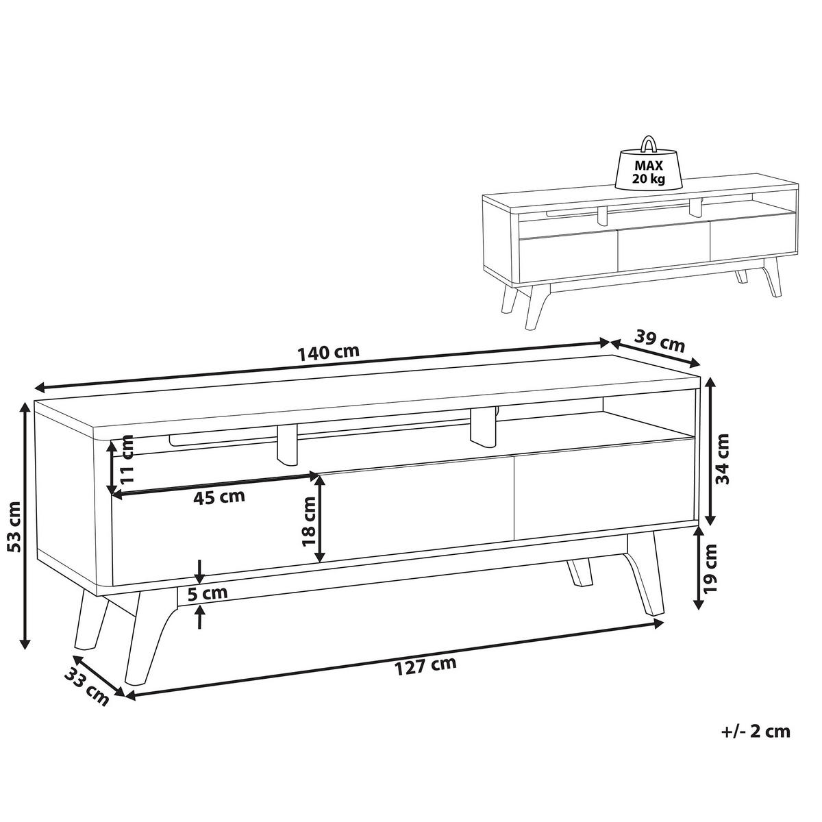 TV-MÖBEL Dunkelbraun, Weiß SYRACUSE 39/140/53 cm - Dunkelbraun, Holzwerkstoff (140/53/39cm) - Beliani