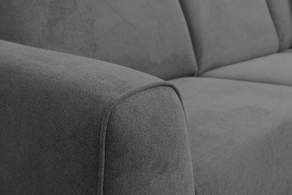 ECKSOFA Mula in L-Form, Coach Farbe: Grau, Velourstoff, Ottomane Rechts - Grau, Textil (274/210cm) - VENASI MÖBEL