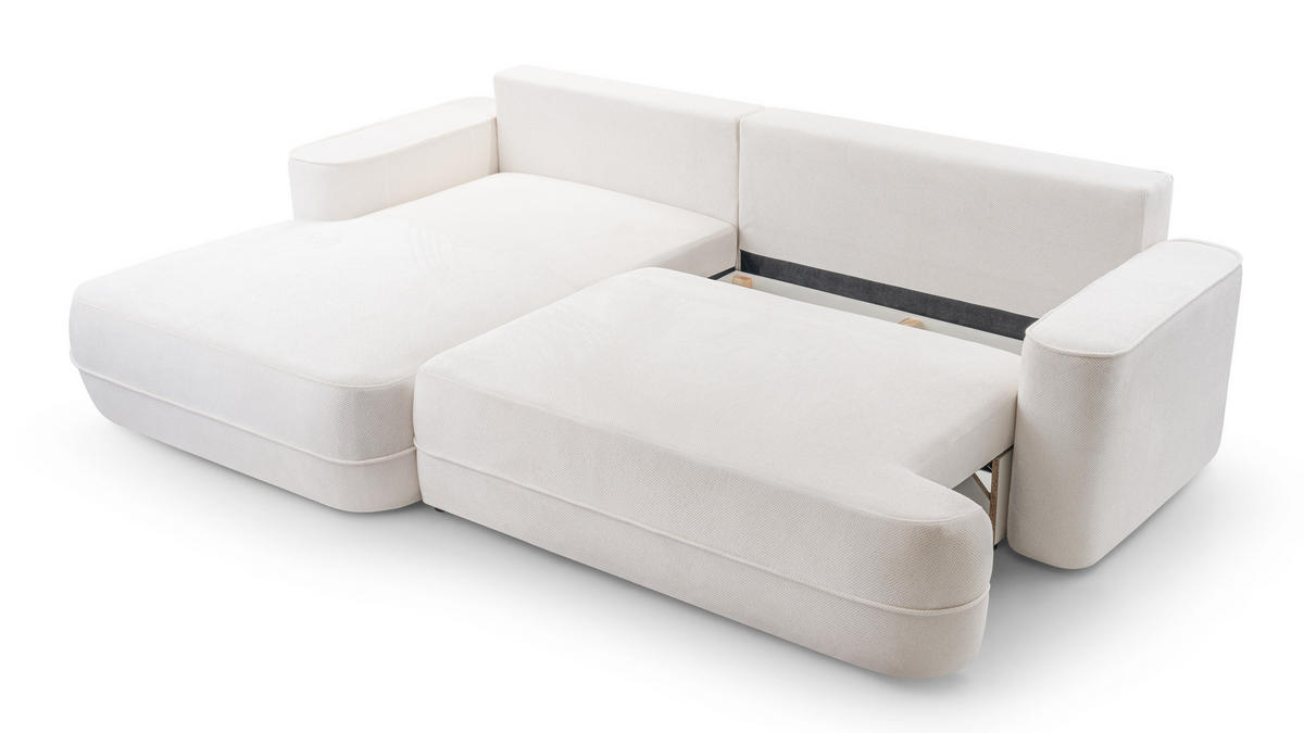ECKCOUCH L Form Peoni Weiß 267/168/87 cm mit Schlaffunktion L - Schwarz/Weiß, Kunststoff/Textil (168/267cm) - AX Living