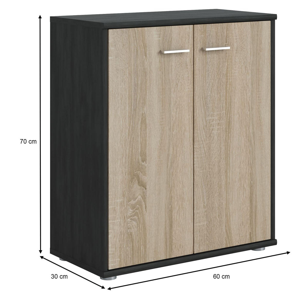 KOMMODE TOMMY - Eschefarben/Sonoma Eiche, Holzwerkstoff (60/70/30cm) - CARO-Möbel