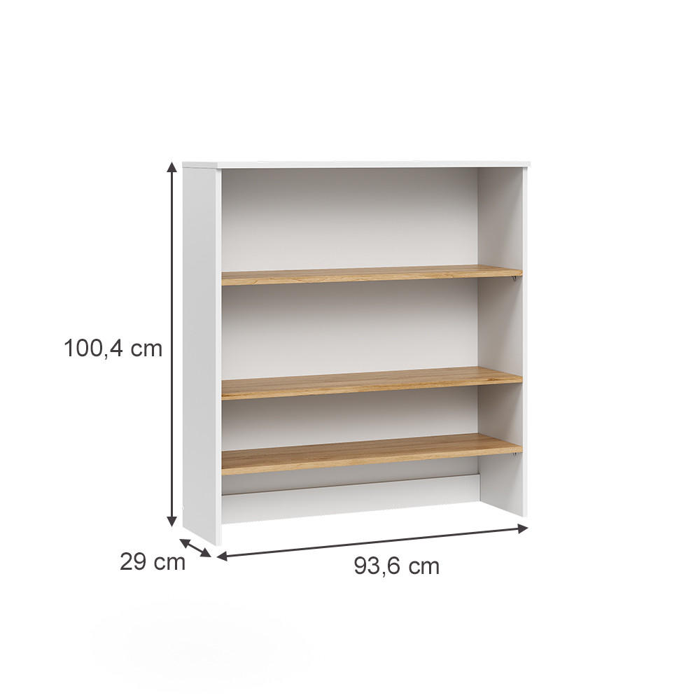 BADSCHRANK Viktor Weiß/Artisan 93.6 x 100.4 cm mit offenen Regalen - Weiß, Holzwerkstoff (93.6/100.4/29cm) - Vicco