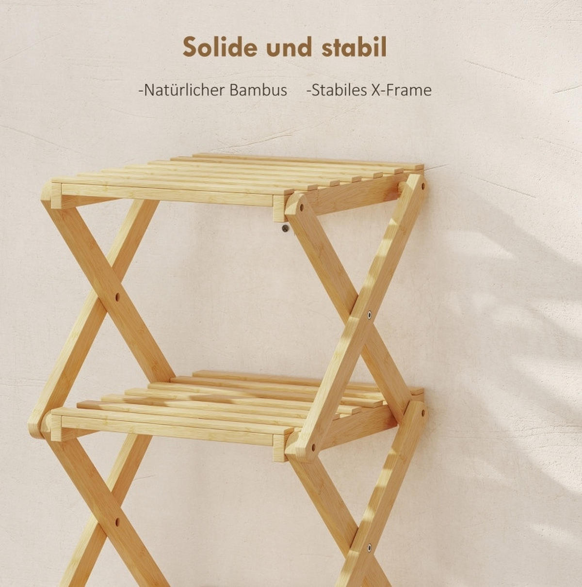SCHUHREGAL aus Bambus 30x29x108 cm Natur klappbar mit 6 Ebenen und platzsparendem Design - Naturfarben, Naturmaterialen (30/108/29cm) - Modfu