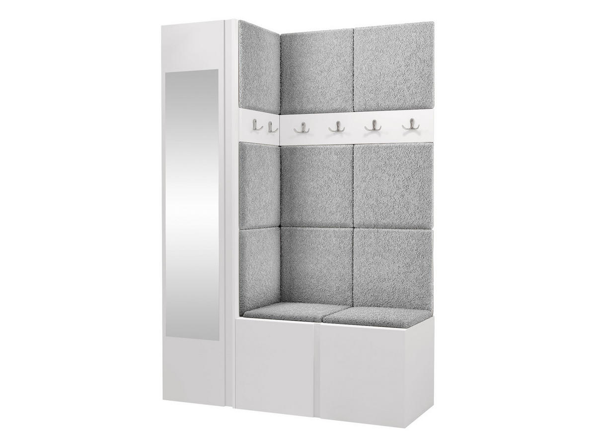 GARDEROBEN-SET Orion X - Hellgrau/Weiß, Holzwerkstoff/Kunststoff (124/186/46cm) - MIRJAN24