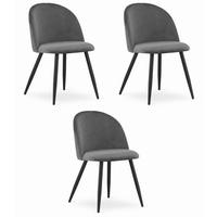 ESSZIMMERSTUHL 3er Set Dunkelgrauer Velours, Bequeme Sitzfläche - Grau, Textil (48/79/43cm) - Best For Home