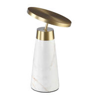 TISCHLEUCHTE Tischlampe aus weißem Marmor und goldenem Stahl Ø16/25.5 cm - Goldfarben/Weiß, Metall (16/16/25.5cm) - ANGEL CERDA