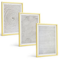 BILDER SET 3er Set - 40x60 cm Goldrahmen - Geometrische Kartonmuster - Goldfarben, Kunststoff (40/60cm) - TULUP