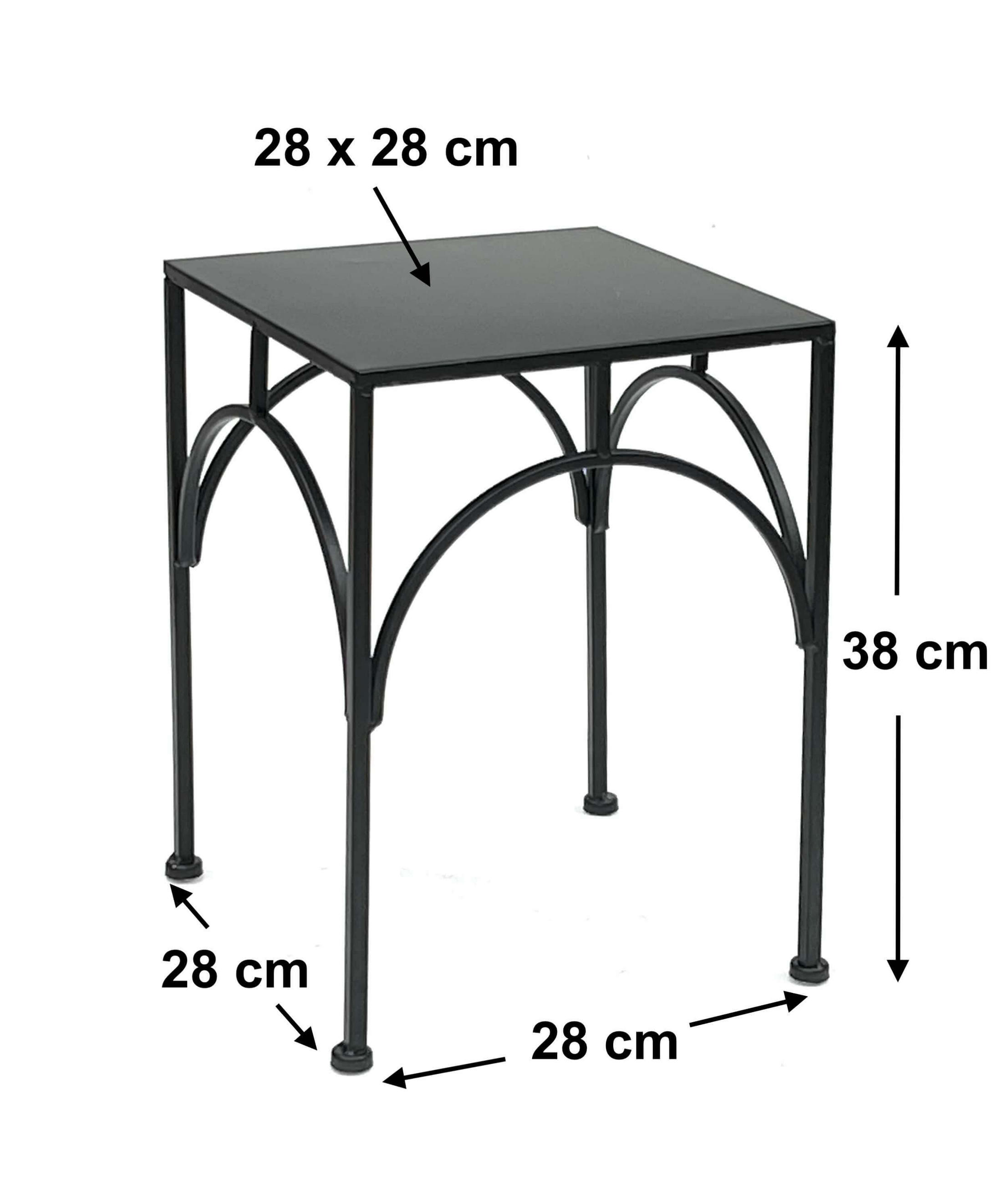 BLUMENHOCKER Metall Schwarz Eckig 38 cm - Schwarz, Metall (28/38/28cm) - DanDiBo