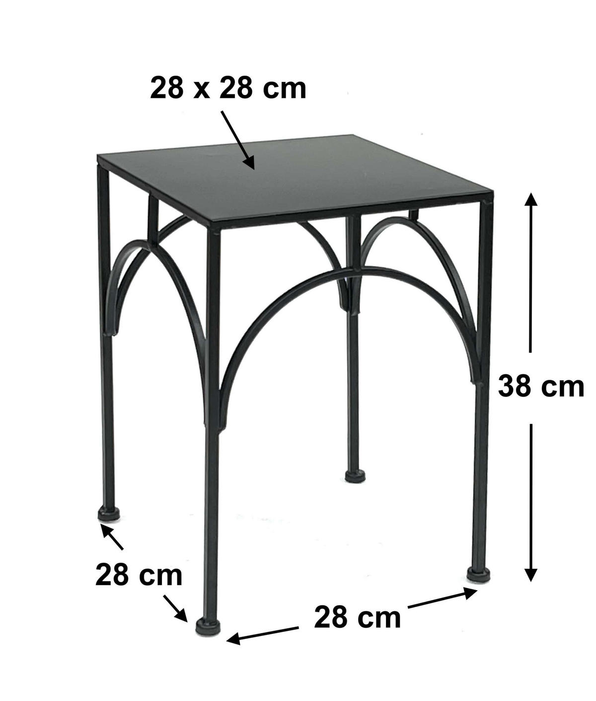 BLUMENHOCKER Metall Schwarz Eckig 38 cm - Schwarz, Metall (28/38/28cm) - DanDiBo