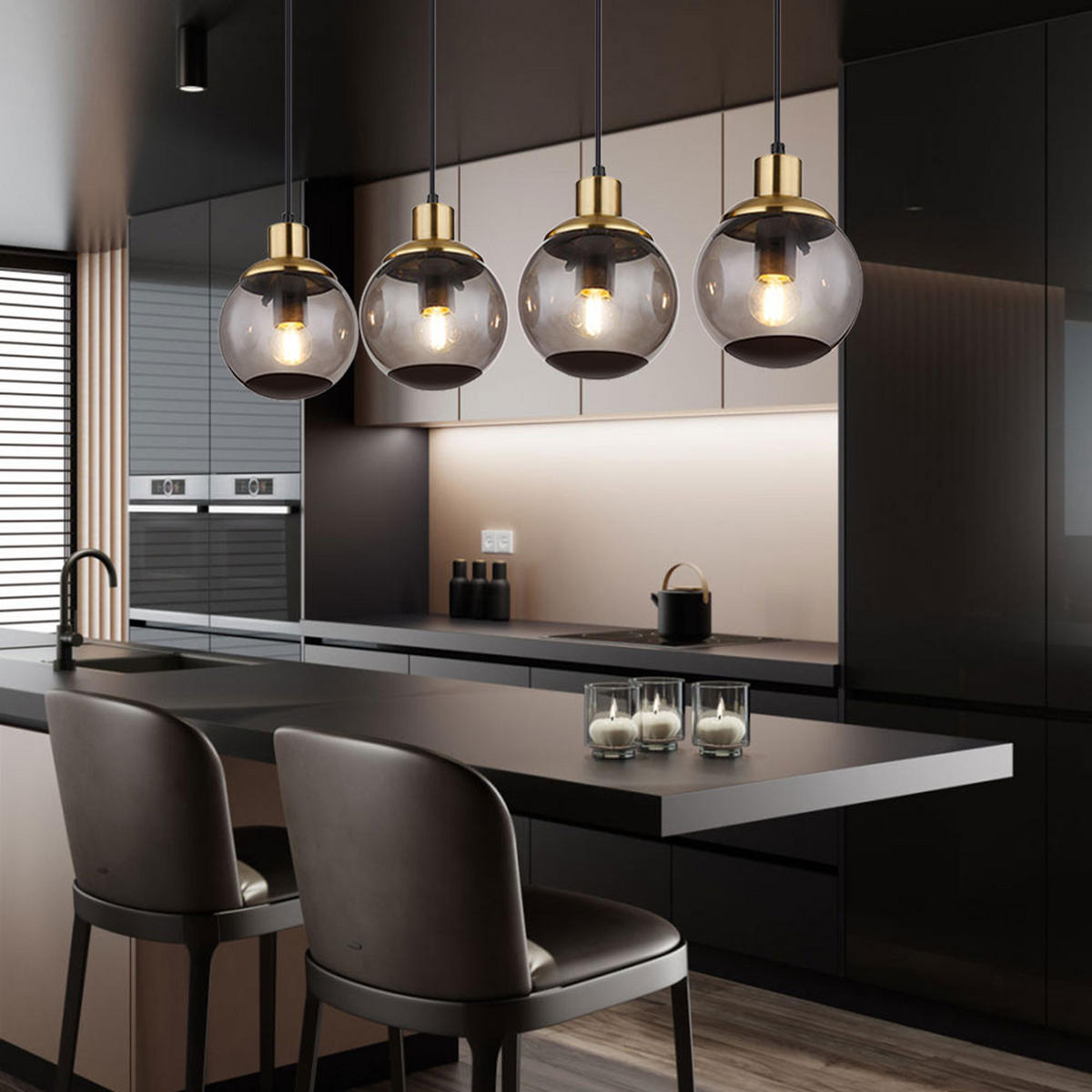 LED HÄNGELEUCHTE Metall Schwarz matt - Schwarz, Glas (75/15/110cm) - Globo Lighting