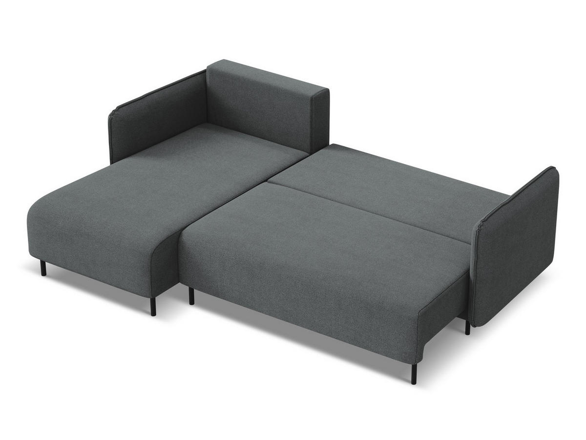 ECKSOFA mit Schlaffunktion Strukturstoff Stoff Grau - Schwarz/Grau, Holz/Textil (162/236cm) - Makamii