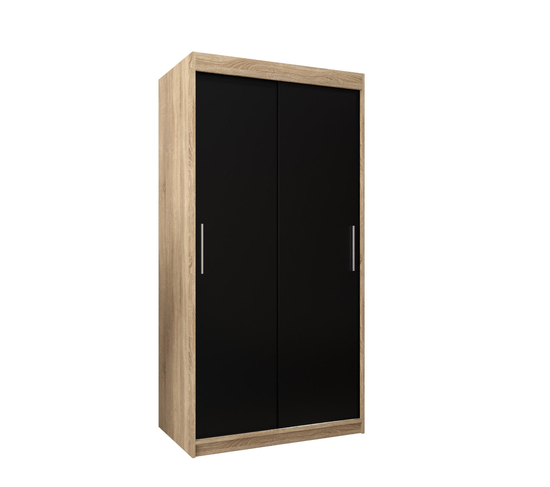 SCHWEBETÜRENSCHRANK 200/100/62 2-türig - Silberfarben/Schwarz, Holz/Kunststoff (100/200/62cm) - Abiks Möbel