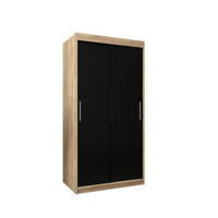 SCHWEBETÜRENSCHRANK 200/100/62 2-türig - Silberfarben/Schwarz, Holz/Kunststoff (100/200/62cm) - Abiks Möbel