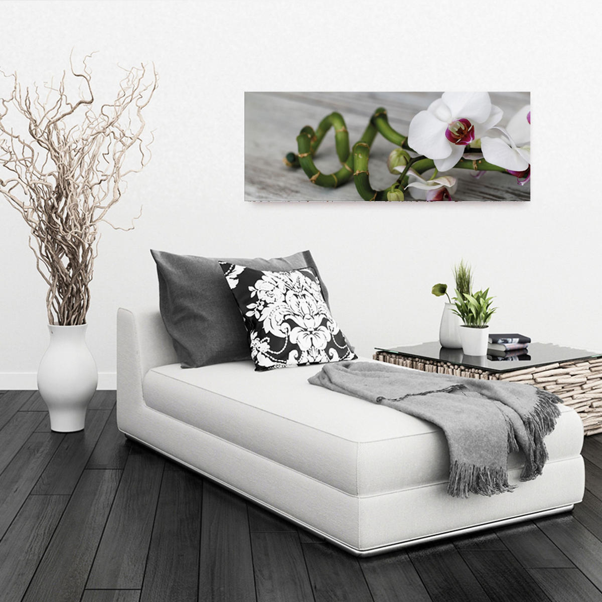 GLASBILD 80x30 cm Orchidee Zen - Beige, Glas (80/30cm) - artissimo