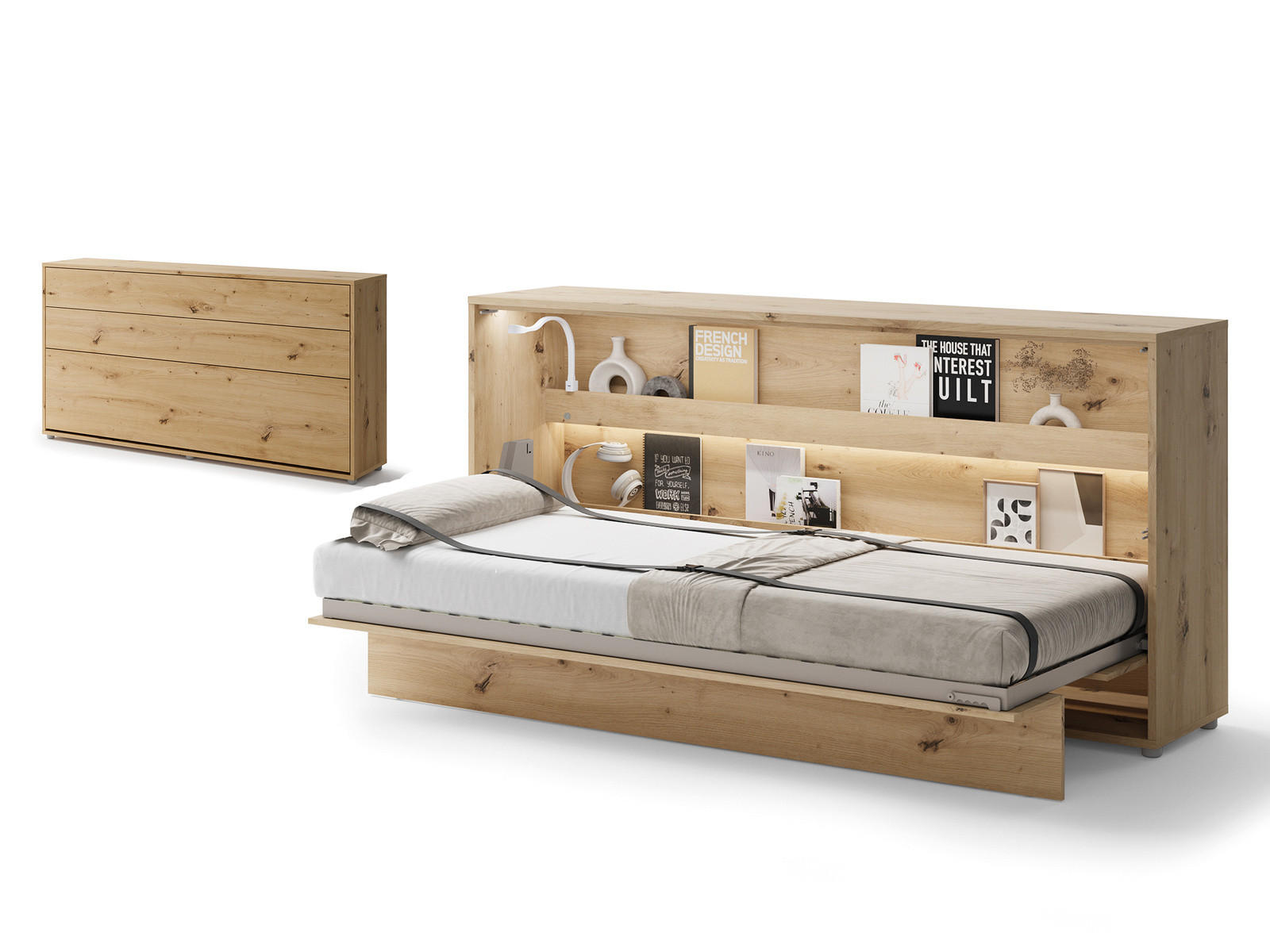 SCHRANKBETT BED CONCEPT 90x200 Eiche Artisan - Eiche Artisan, Holzwerkstoff (90/200cm) - Compleo24