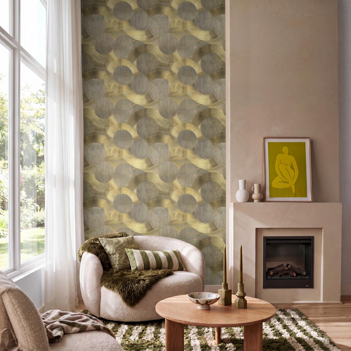 TAPETE - Modern - Geometrisch - Gold - 140x280 cm - Goldfarben, Papier (140/280cm) - OnlyWow