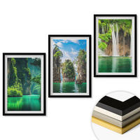 WANDBILDER 3er-Set - 40x60 cm Schwarzer Rahmen - Grüne Landschaften, Wasserfälle - Schwarz, Kunststoff (40/60cm) - ArtPrintCave