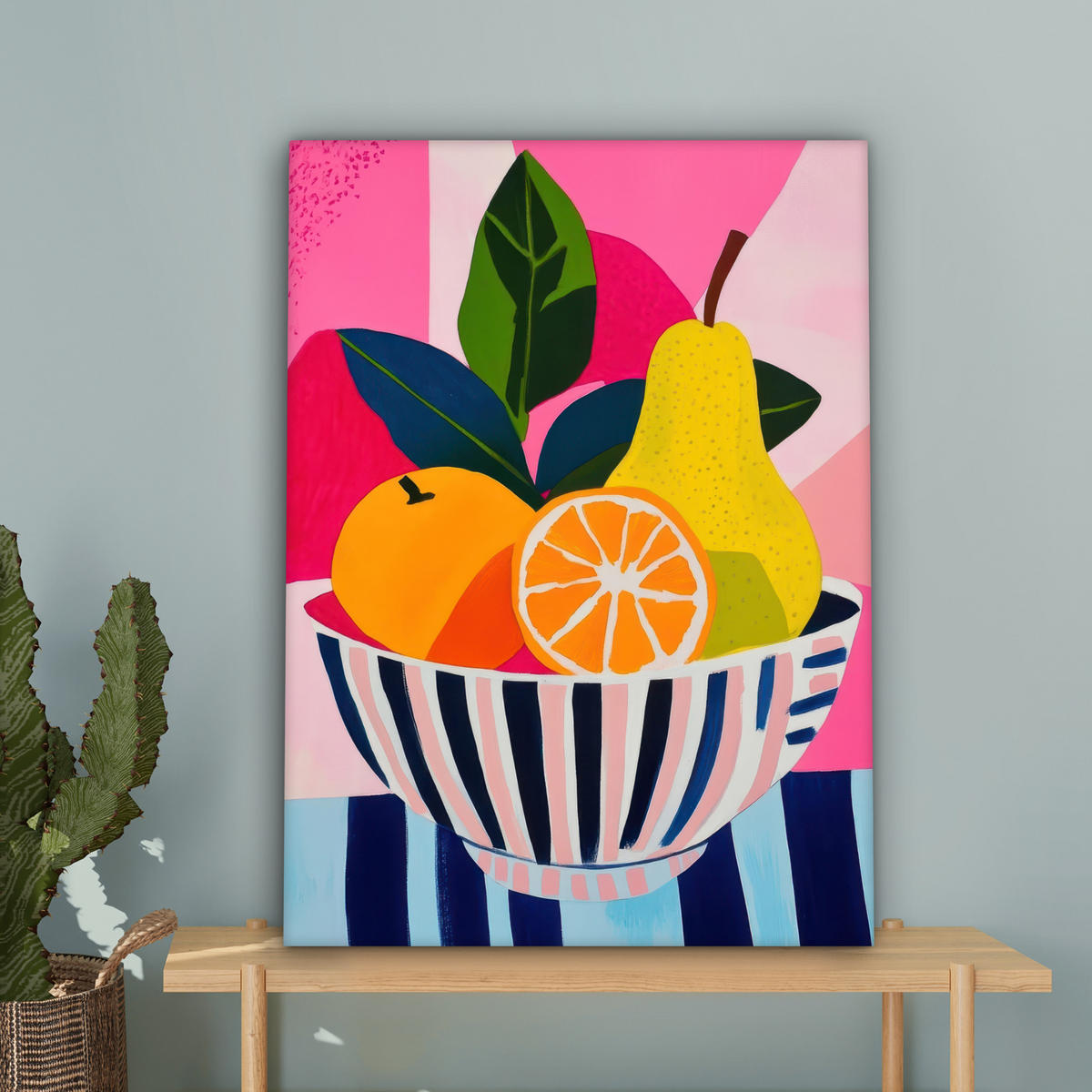 LEINWANDBILD Obst - Abstrakter Hintergrund - Rosa Wandbild Wohnzimmer 60x80 cm - Pink, Textil (60/80cm) - MuchoWow