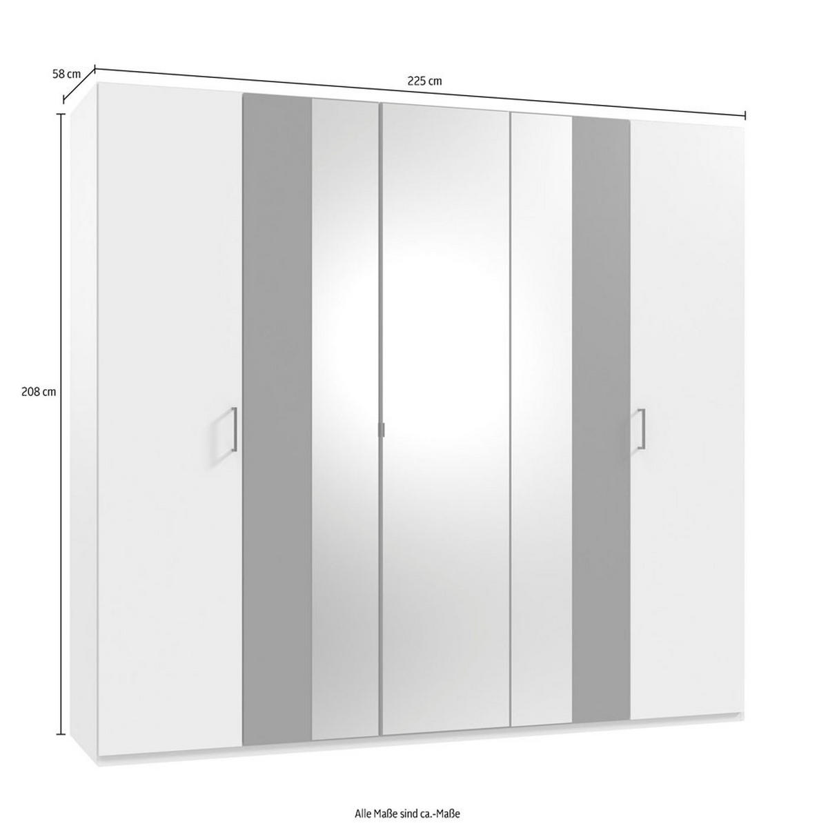 DREHTÜRENSCHRANK Kreta weiß / graphit 225 / 58 / 208cm - Graphitfarben/Weiß, Holz/Holzwerkstoff (225/208/58cm) - Wimex