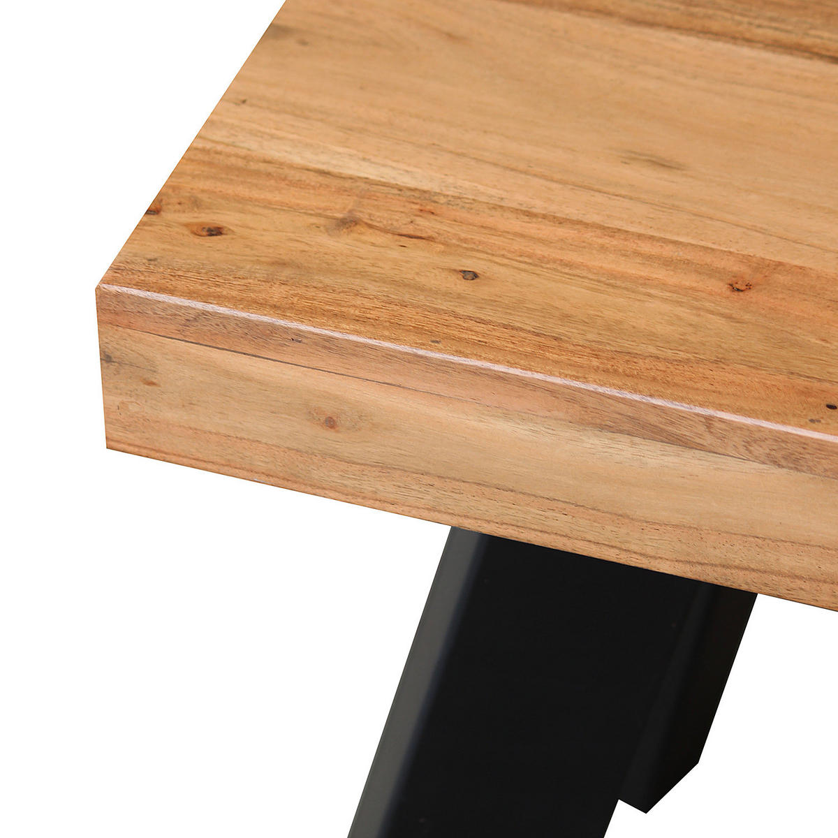 SITZBANK - Akazie massiv / Eisen - Akaziefarben, Holz (178/45/38cm) - home24