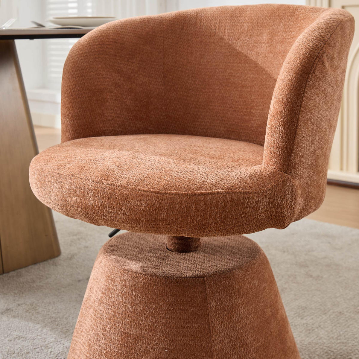 BARHOCKER Orange 1er-Set Höhenverstellbar Drehbar 360° Chenille - Orange, Textil (57.5/92.5/60cm) - PANGIVO