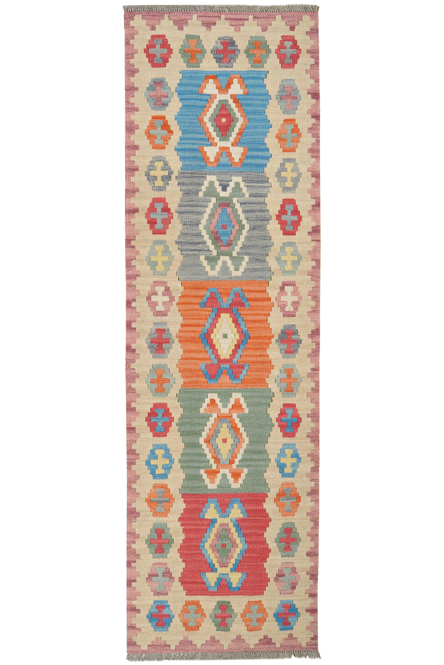 HANDWEBTEPPICH Kelim Gashgai Mehrfarbig 208/62 cm Schurwolle - Multicolor, Textil (62/208cm) - Looma