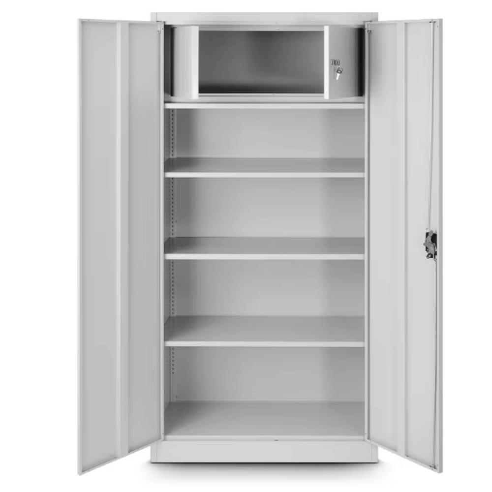 METALLSCHRANK abschließbar KODLI mit Geheimfach 185x90x45cm Grau - Grau, Metall (90/185/45cm) - DELUKE