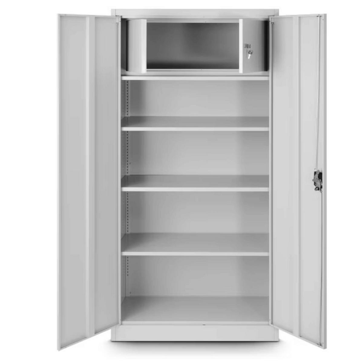 METALLSCHRANK abschließbar KODLI mit Geheimfach 185x90x45cm Grau - Grau, Metall (90/185/45cm) - DELUKE