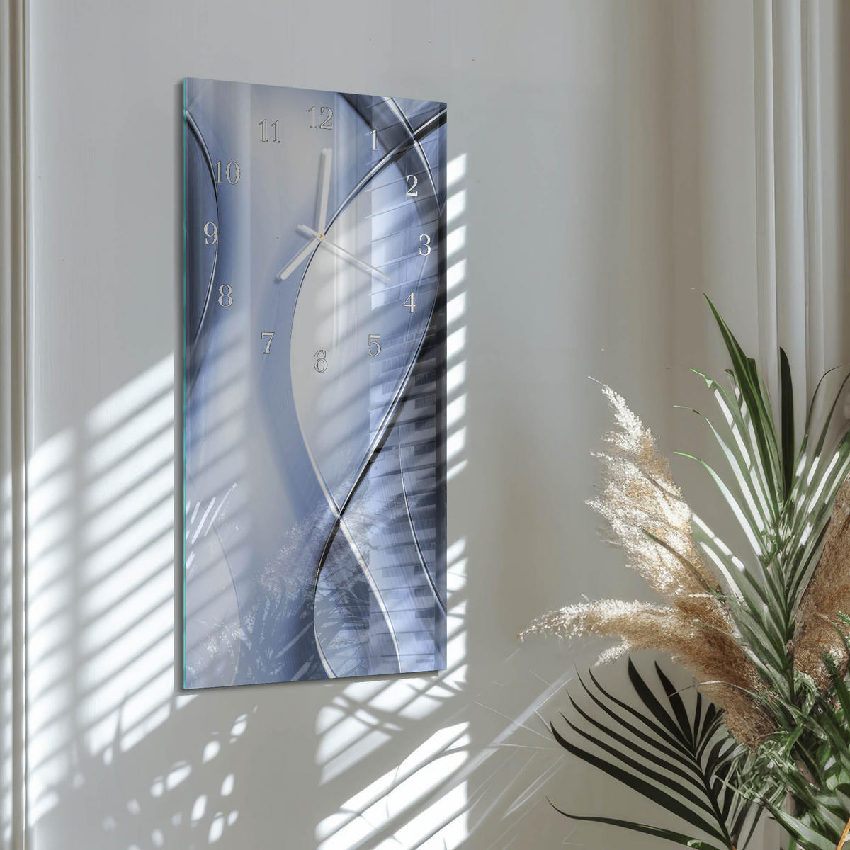 WANDUHR 30x60 cm - Brücke - Blau, Glas (30/60/0.4cm) - TULUP