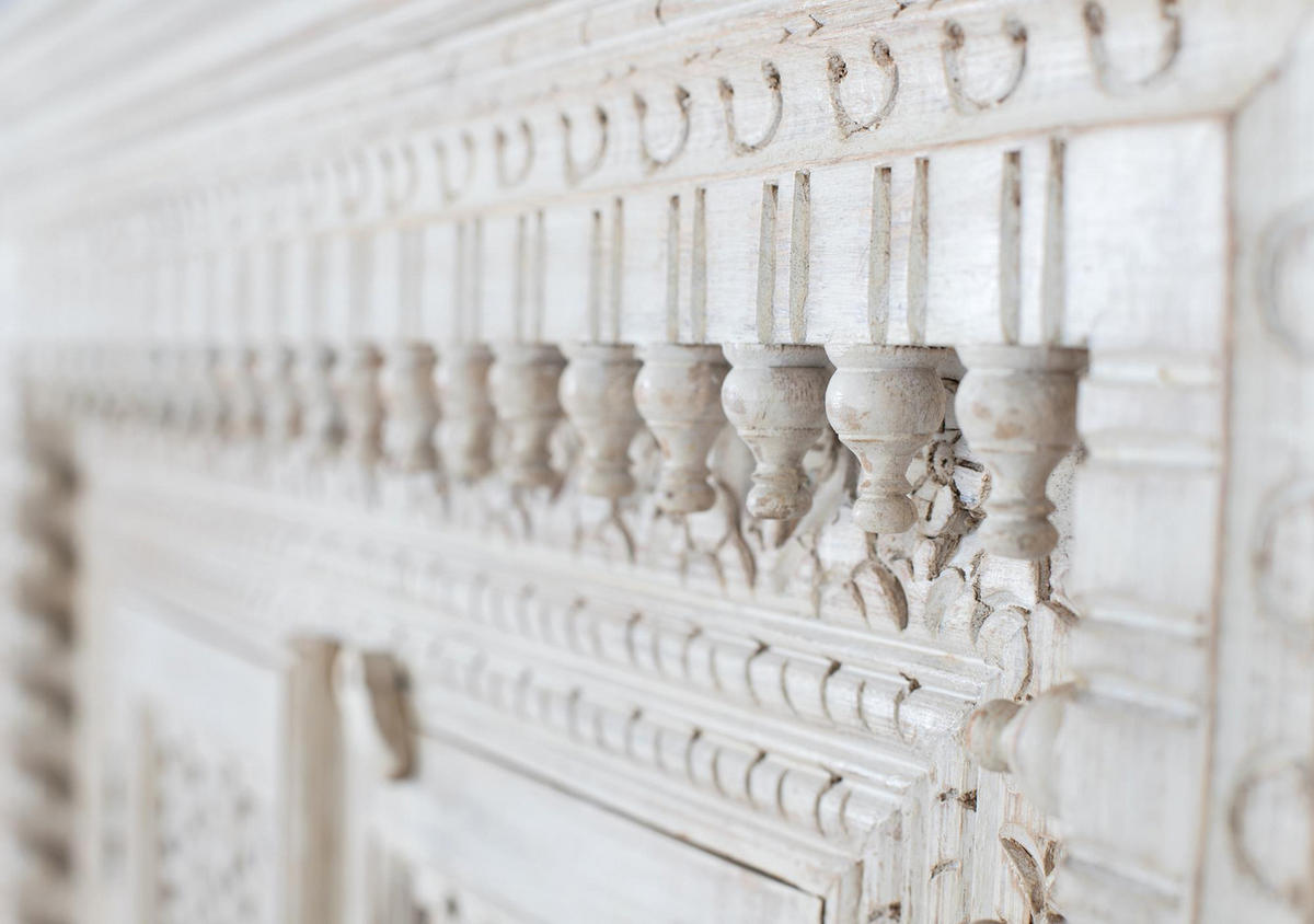 SIDEBOARD aus gealtertem weißem Mangoholz - Perlmutt, Holz (40/100/110cm) - Giner y Colomer