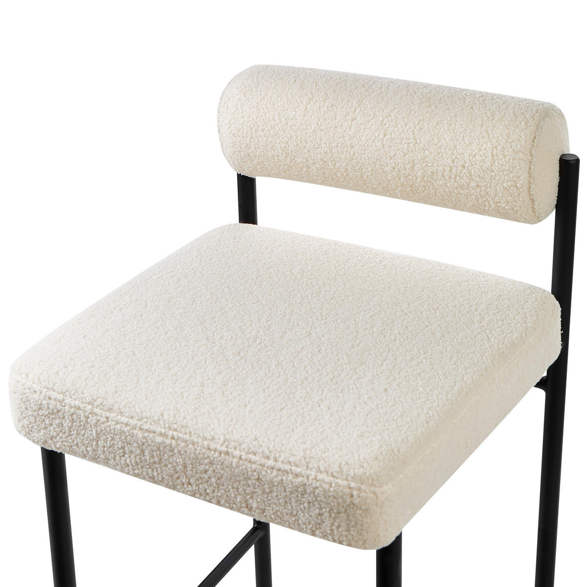 BARSTÜHLE 2er-Set Weiß Amaya - Creme/Schwarz, Textil (42/82/42cm) - Beliani