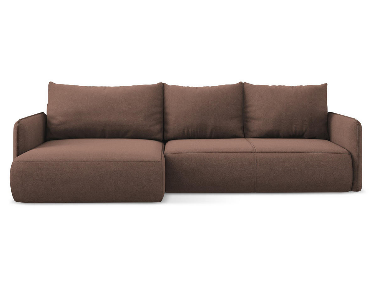 ECKSOFA mit Schlaffunktion Strukturstoff Stoff Pink - Pink/Hellrosa, Kunststoff/Textil (148/240cm) - Makamii