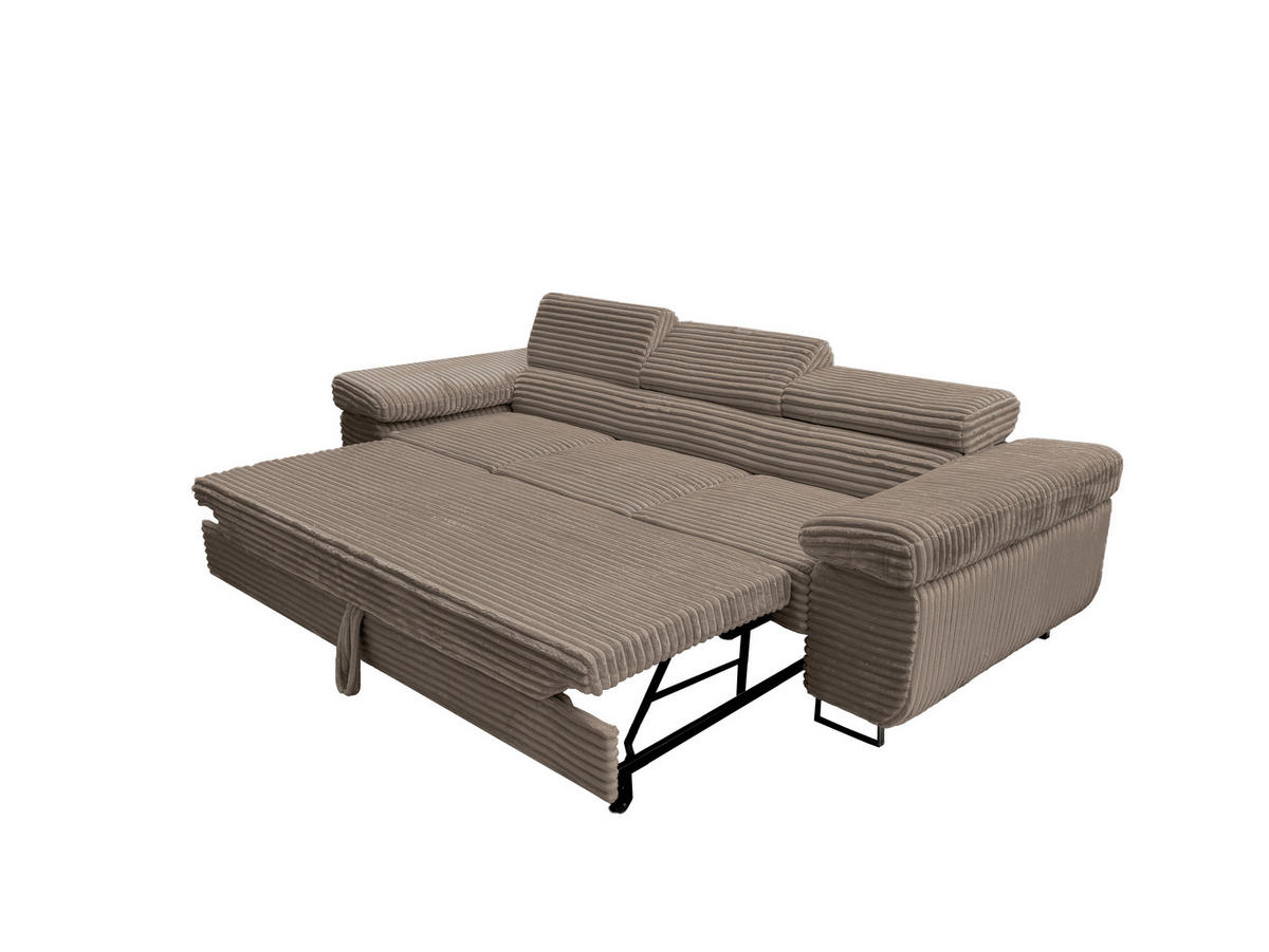 GUSTAW Sitzgarnitur 3+2+1, Schlafsofa 3-Sitzer, Cordbezug Cappuccino - Cappuccino, Textil (225/92/101cm) - KS Home Concept