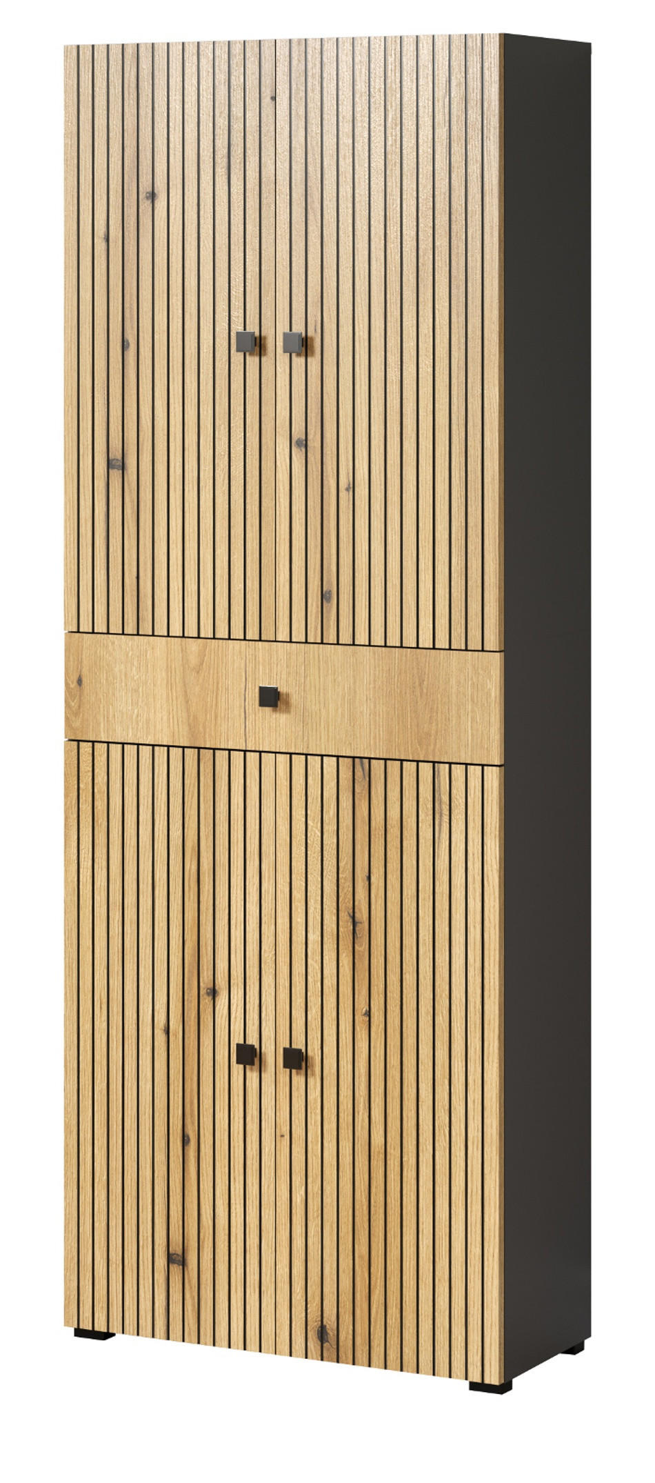 Top.Furn Hochschrank Eiche, Grau, Anthrazit 70x186x31 cm