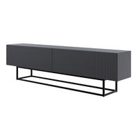 TV stolek Veldio bílý s černým kovovým rámem 175 cm - černá, kov/kompozitní dřevo (175/46.5/31.6cm) - Selsey